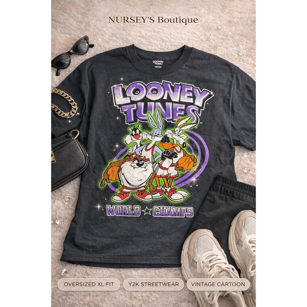 Looney Tunes World Champs Graphic Tee XL Vintage Style Cartoon Shirt NWOT